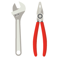 Knife, wrench, pliers and scissors