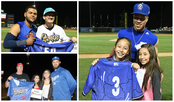 Image: Rancho Cucamonga Quakes players and auction winners