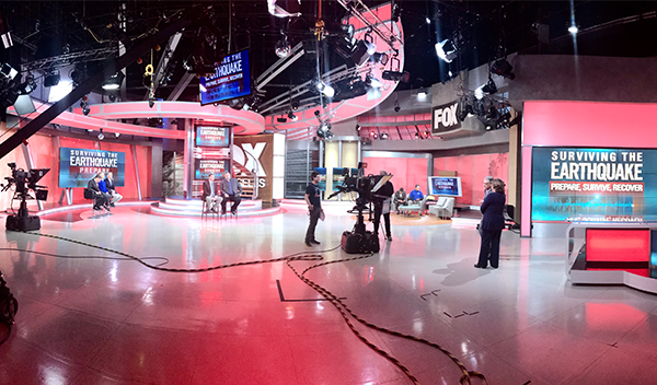 Image: The taping of “Surviving the Earthquake” at FOX 11 television studios in Los Angeles 