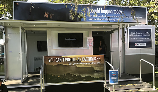 Image: CEA's trailer offers people tips on how to protect themselves during an earthquake