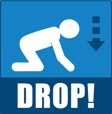 DROP in an Earthquake: Wherever you are, drop onto your hand