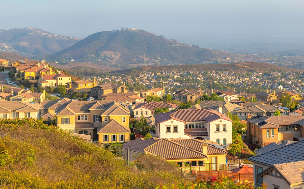 Houses in a valley in California