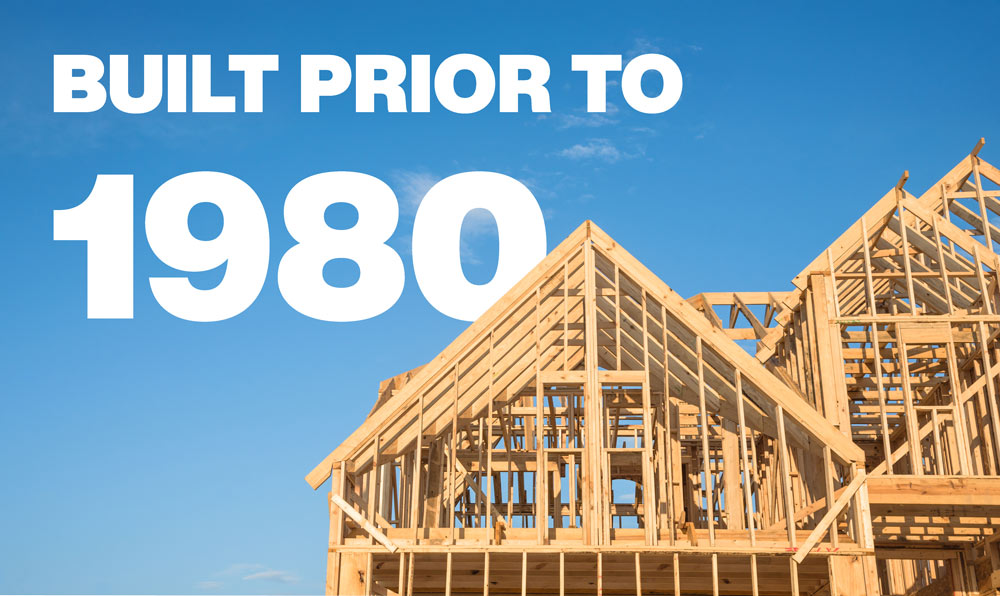 Image of a home under construction with built prior to 1980 text in the left hand side