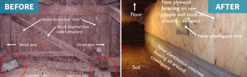 before and after of post and pier