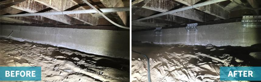 before and after image of stem wall