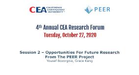CEA/PEER Project - Opportunities for Future Research from This Project
